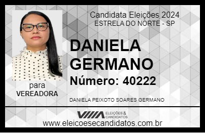 Candidato DANIELA GERMANO 2024 - ESTRELA DO NORTE - Eleições