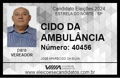 Candidato CIDO DA AMBULÂNCIA 2024 - ESTRELA DO NORTE - Eleições