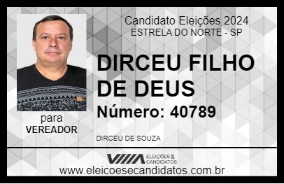 Candidato DIRCEU FILHO DE DEUS 2024 - ESTRELA DO NORTE - Eleições