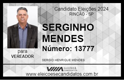 Candidato SERGINHO MENDES 2024 - RINCÃO - Eleições