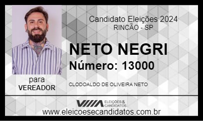 Candidato NETO NEGRI 2024 - RINCÃO - Eleições