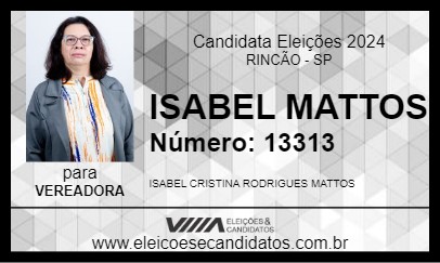 Candidato ISABEL MATTOS 2024 - RINCÃO - Eleições