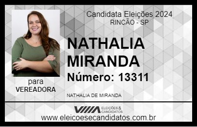 Candidato NATHALIA MIRANDA 2024 - RINCÃO - Eleições