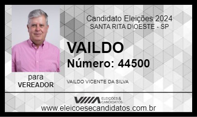 Candidato VAILDO 2024 - SANTA RITA D\OESTE - Eleições