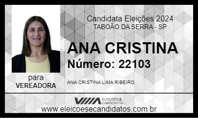 Candidato ANA CRISTINA 2024 - TABOÃO DA SERRA - Eleições