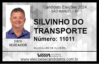 Candidato SILVINHO DO TRANSPORTE 2024 - SÃO MANUEL - Eleições