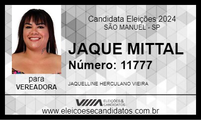 Candidato JAQUE MITTAL 2024 - SÃO MANUEL - Eleições