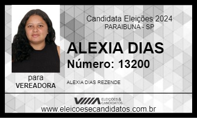 Candidato ALEXIA DIAS 2024 - PARAIBUNA - Eleições