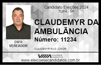 Candidato CLAUDEMYR DA AMBULÃNCIA 2024 - TUPÃ - Eleições