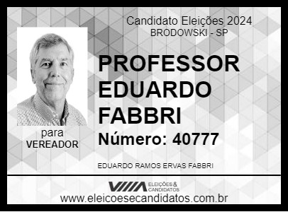 Candidato PROFESSOR EDUARDO FABBRI 2024 - BRODOWSKI - Eleições