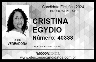 Candidato CRISTINA EGYDIO 2024 - BRODOWSKI - Eleições