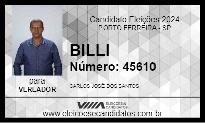 Candidato BILLI 2024 - PORTO FERREIRA - Eleições