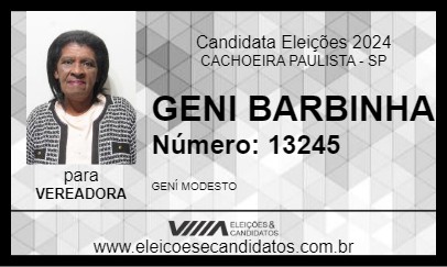 Candidato GENI BARBINHA 2024 - CACHOEIRA PAULISTA - Eleições