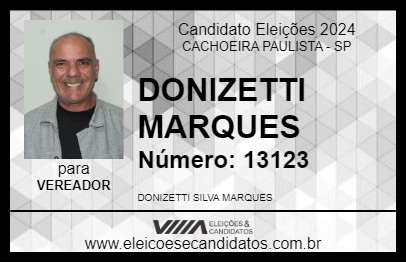 Candidato DONIZETTI MARQUES 2024 - CACHOEIRA PAULISTA - Eleições