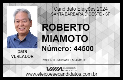 Candidato ROBERTO MIAMOTO 2024 - SANTA BÁRBARA D\OESTE - Eleições