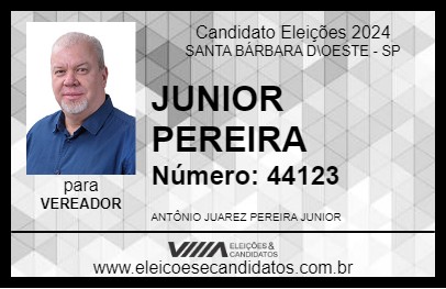 Candidato JUNIOR PEREIRA 2024 - SANTA BÁRBARA D\OESTE - Eleições