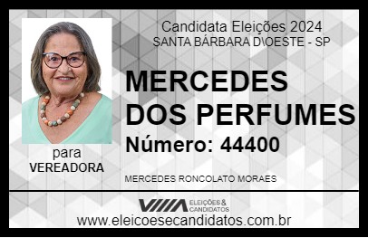 Candidato MERCEDES DOS PERFUMES 2024 - SANTA BÁRBARA D\OESTE - Eleições