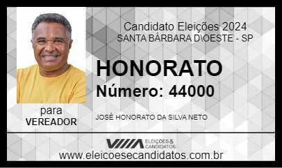 Candidato HONORATO 2024 - SANTA BÁRBARA D\OESTE - Eleições