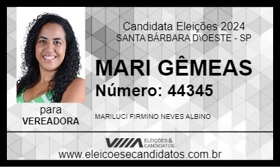 Candidato MARI GÊMEAS 2024 - SANTA BÁRBARA D\OESTE - Eleições