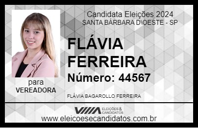 Candidato FLÁVIA FERREIRA 2024 - SANTA BÁRBARA D\OESTE - Eleições