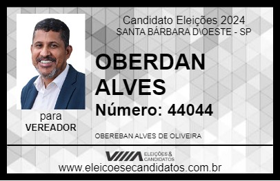 Candidato OBERDAN ALVES 2024 - SANTA BÁRBARA D\OESTE - Eleições