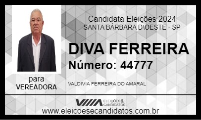 Candidato DIVA FERREIRA 2024 - SANTA BÁRBARA D\OESTE - Eleições