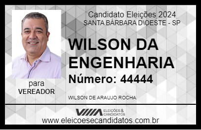 Candidato WILSON DA ENGENHARIA 2024 - SANTA BÁRBARA D\OESTE - Eleições