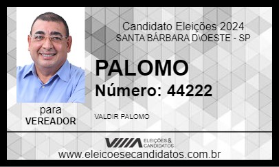 Candidato PALOMO 2024 - SANTA BÁRBARA D\OESTE - Eleições