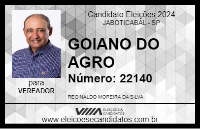 Candidato GOIANO DO AGRO 2024 - JABOTICABAL - Eleições