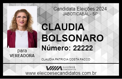 Candidato CLAUDIA BOLSONARO 2024 - JABOTICABAL - Eleições