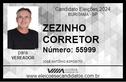 Candidato ZEZINHO CORRETOR 2024 - BURITAMA - Eleições