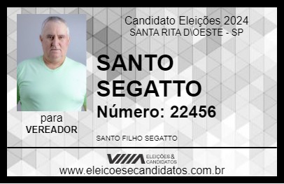 Candidato SANTO SEGATTO 2024 - SANTA RITA D\OESTE - Eleições