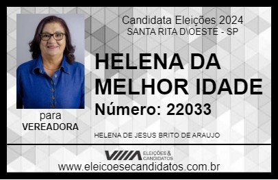 Candidato HELENA DA MELHOR IDADE 2024 - SANTA RITA D\OESTE - Eleições