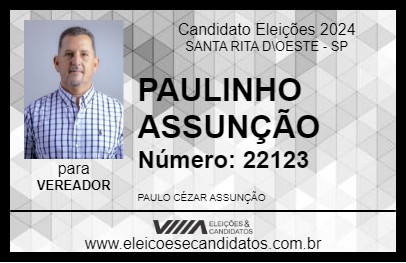 Candidato PAULINHO ASSUNÇÃO 2024 - SANTA RITA D\OESTE - Eleições