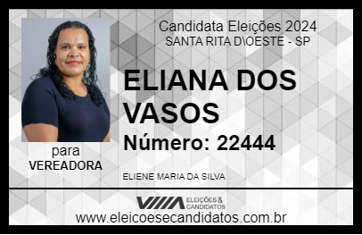 Candidato ELIANA DOS VASOS 2024 - SANTA RITA D\OESTE - Eleições