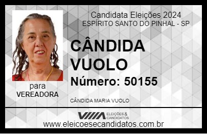 Candidato CÂNDIDA VUOLO 2024 - ESPÍRITO SANTO DO PINHAL - Eleições