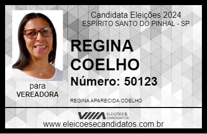 Candidato REGINA COELHO 2024 - ESPÍRITO SANTO DO PINHAL - Eleições