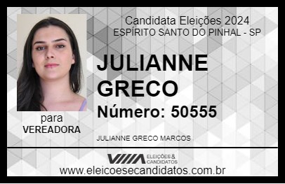 Candidato JULIANNE GRECO 2024 - ESPÍRITO SANTO DO PINHAL - Eleições