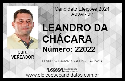 Candidato LEANDRO DA CHÁCARA 2024 - AGUAÍ - Eleições