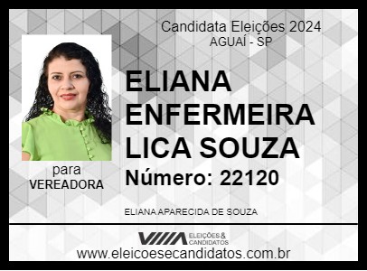 Candidato ELIANA ENFERMEIRA LICA SOUZA 2024 - AGUAÍ - Eleições