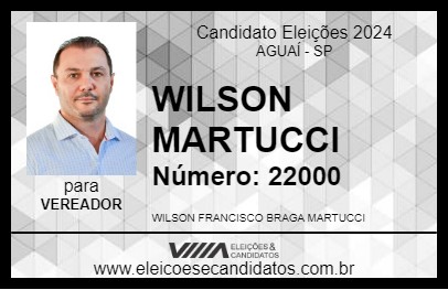 Candidato WILSON MARTUCCI 2024 - AGUAÍ - Eleições