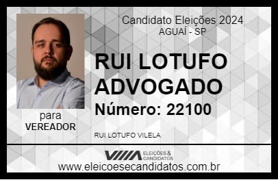 Candidato RUI LOTUFO ADVOGADO 2024 - AGUAÍ - Eleições