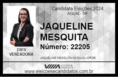 Candidato JAQUELINE MESQUITA 2024 - AGUAÍ - Eleições