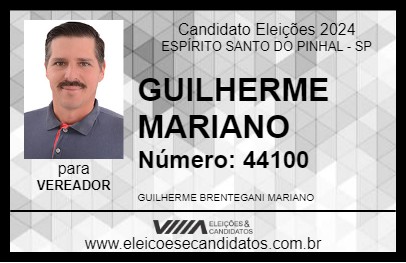 Candidato GUILHERME MARIANO 2024 - ESPÍRITO SANTO DO PINHAL - Eleições