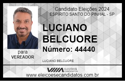 Candidato LUCIANO BELCUORE 2024 - ESPÍRITO SANTO DO PINHAL - Eleições