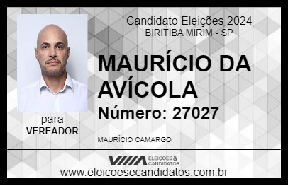 Candidato MAURÍCIO DA AVÍCOLA 2024 - BIRITIBA MIRIM - Eleições