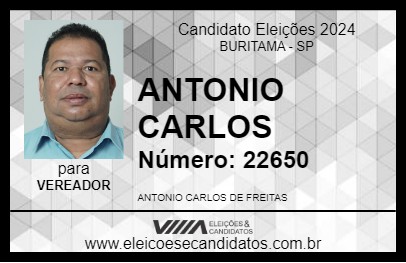 Candidato ANTONIO CARLOS 2024 - BURITAMA - Eleições