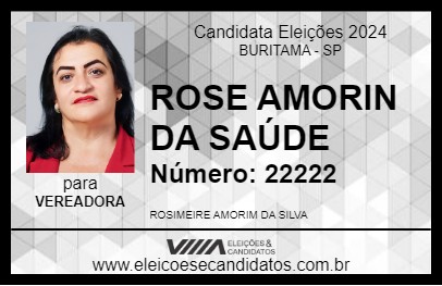 Candidato ROSE AMORIN DA SAÚDE 2024 - BURITAMA - Eleições