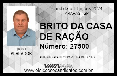 Candidato BRITO DA CASA DE RAÇÃO 2024 - ARARAS - Eleições