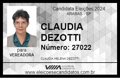 Candidato CLAUDIA DEZOTTI 2024 - ARARAS - Eleições